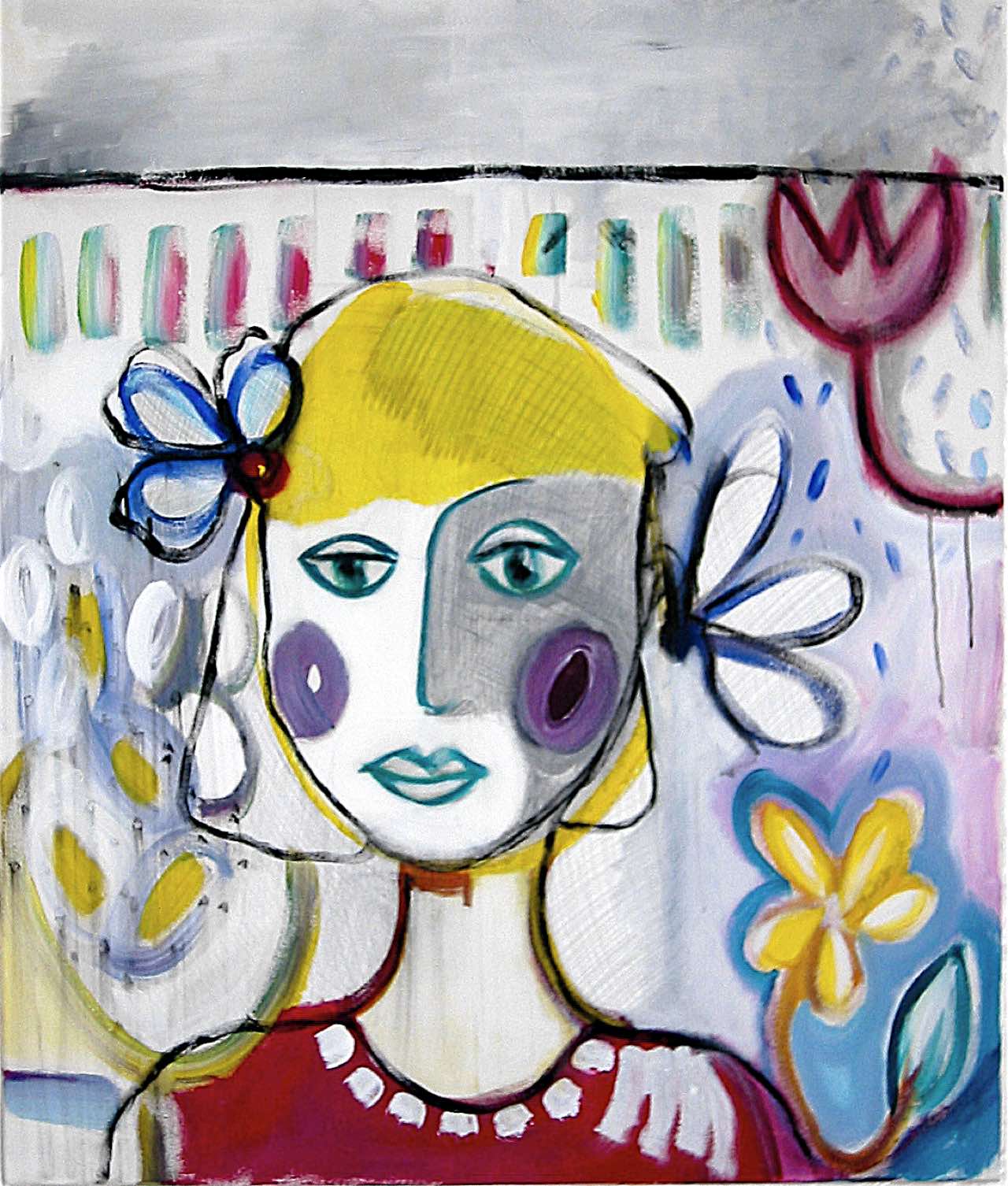 Mädchen mit Blume, 90×110